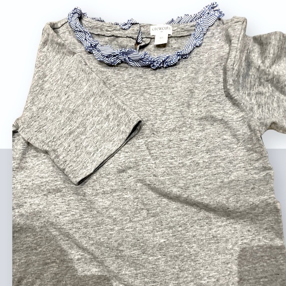 Crewcuts‎ Blue Ruffled Collar, Grey 3/4 sleeve Youth Girls Top, EUC Youth 10 - Picture 3 of 7